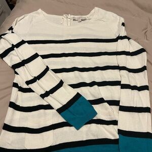 LOFT Cream and Black Knit Sweater Top